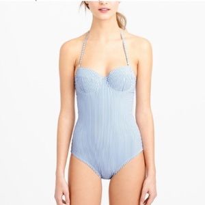 J Crew Seersucker Underwire Bathing Suit Size 10